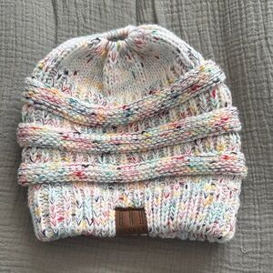 Colorful Knit Ponytail Beanie